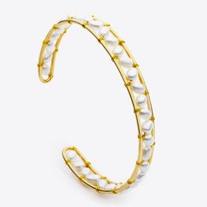 Freshwater Pearl Copper Open Bracelet For Women